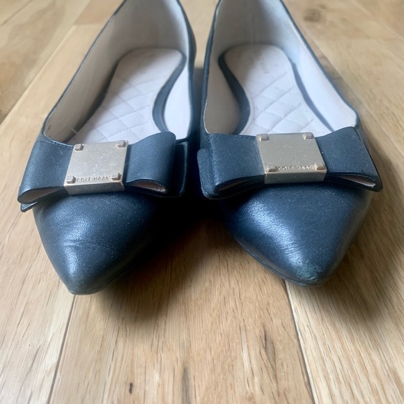 Cole Haan black ballet flats with bow - Picture 2 of 4
